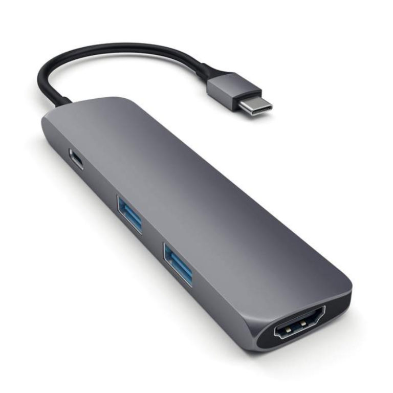 Hub Satechi Type-C Slim Multi-Port Adapter 4K Cinzento