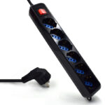 Régua Ewent EW3924 Power Strip 6 Tomadas Schuko 16A com Switch on/off Preta