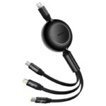 Adaptador Baseus Bright Mirror 4 Retrátil USB-C 3-em-1 (Lightning + USB-C + MicroUSB) 1.1m Preto