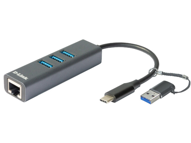 Hub D-Link DUB-2332 USB-C/USB para Gigabit Ethernet com 3 Portas USB 3.0