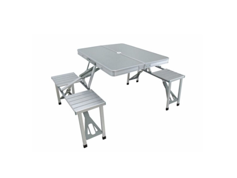 Mesa Picnic Dobrável c/bancos Prata 85X67X66CM