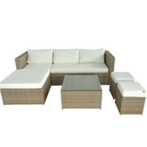 Conjunto Sofás Canto + Mesa Castanho Claro 137X73X64CM