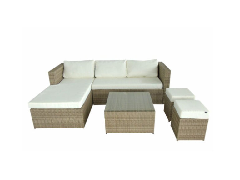 Conjunto Sofás Canto + Mesa Castanho Claro 137X73X64CM