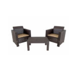 Conjunto Mesa + 2 Sofás Rattan Moca 81CM