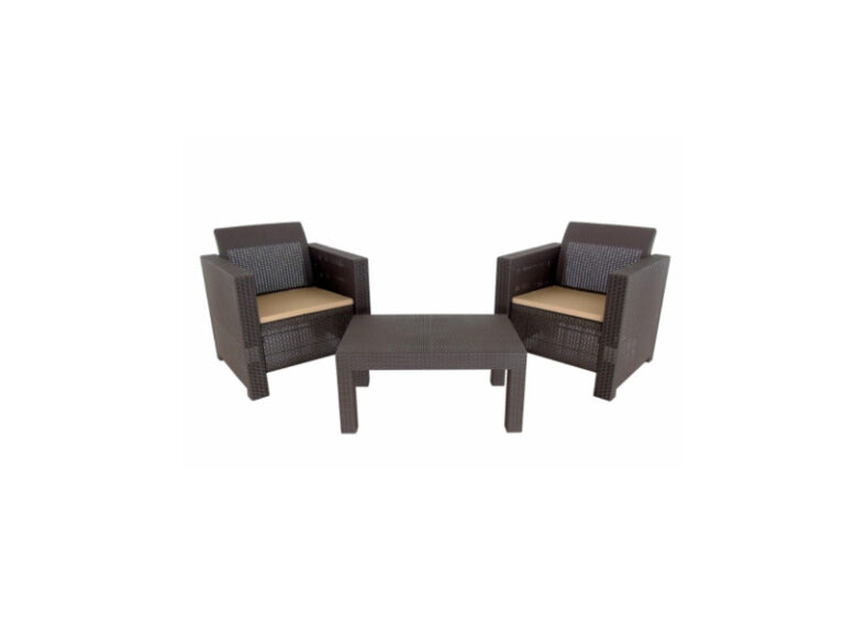 Conjunto Mesa + 2 Sofás Rattan Moca 81CM