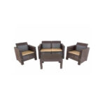 Conjunto Mesa + 3 Sofás Rattan Moca 81CM
