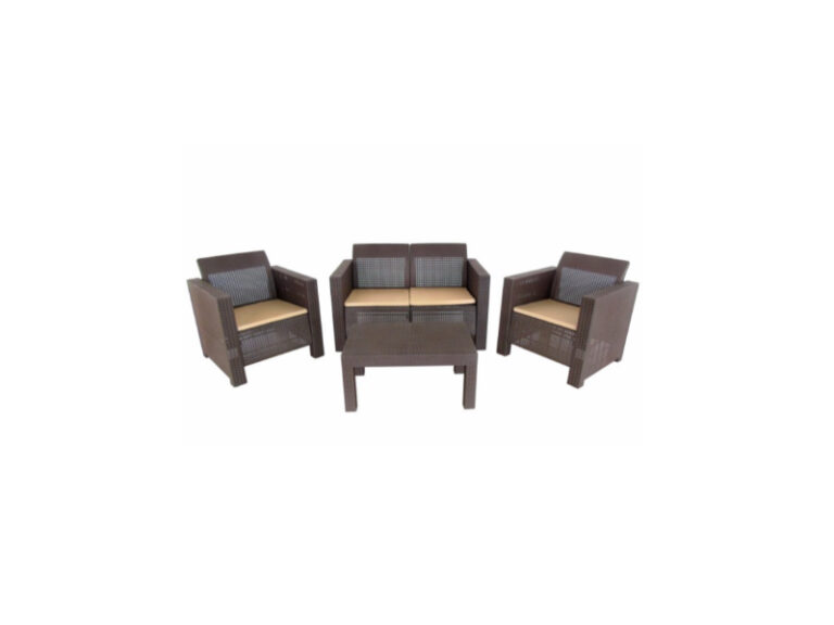Conjunto Mesa + 3 Sofás Rattan Moca 81CM