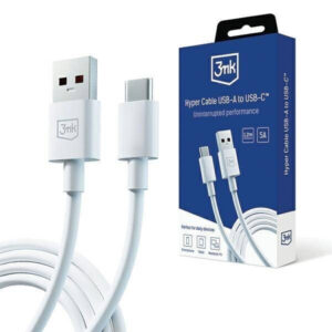 Cabo 3MK de carregamento USB branco