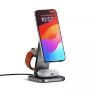 Carregador Wireless Satechi 3-in-1 Foldable Qi2 Charging Stand Cinza