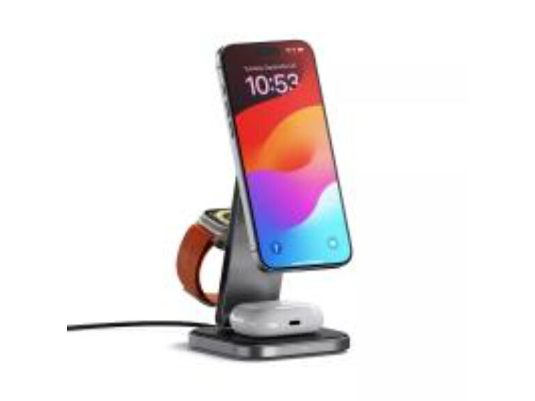 Carregador Wireless Satechi 3-in-1 Foldable Qi2 Charging Stand Cinza