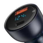 Carregador de Isqueiro Baseus Particular Digital Display Dual USB-AUSB-C Fast Car Charger 65W Preto