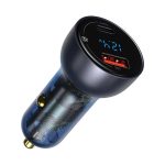 Carregador de Isqueiro Baseus Particular Digital Display Dual USB-AUSB-C Fast Car Charger 65W Preto