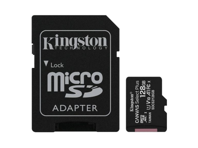 Cartão de Memória microSDXC Kingston Canvas Select Plus 128GB (100MBs) UHS-I, U1, V10 + Adaptador SD