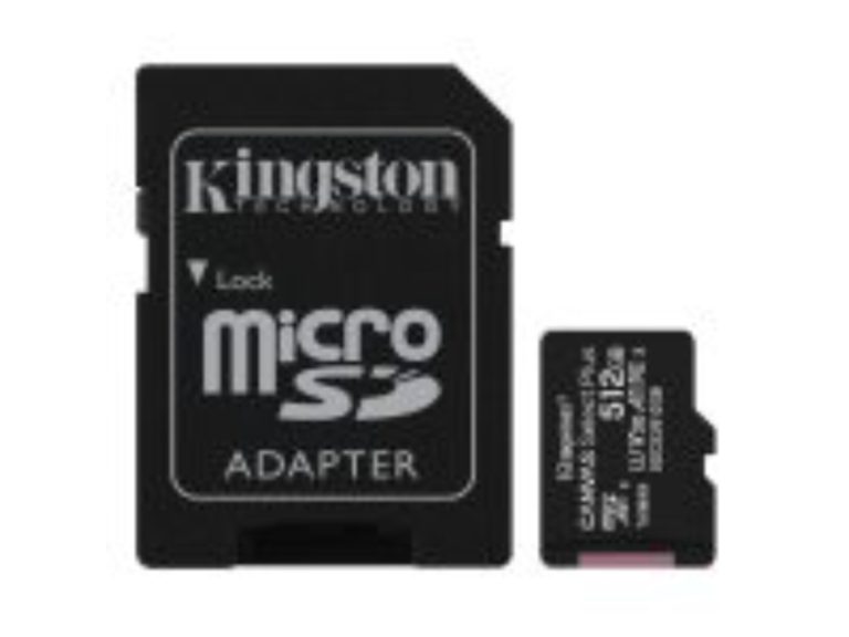 Cartão de Memória microSDXC Kingston Canvas Select Plus 512GB (100MB/s) UHS-I, U3, V30 + Adaptador SD