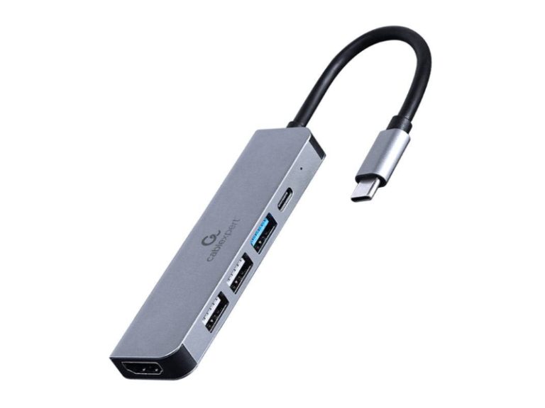 Adaptador USB-C Gembird 5-in-1 (Hub + HDMI + PD) Prateado