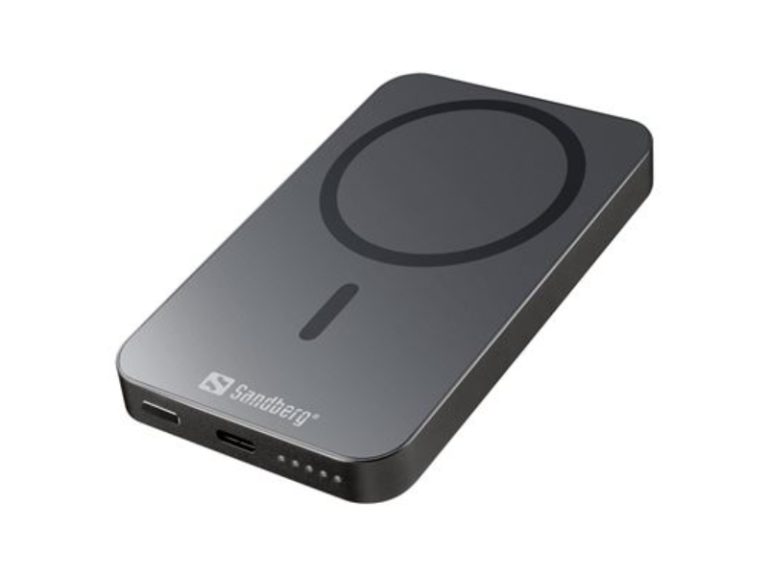 PowerBank Sandberg Mag Wireless 5000 ALU | 5000 mAh | Preto
