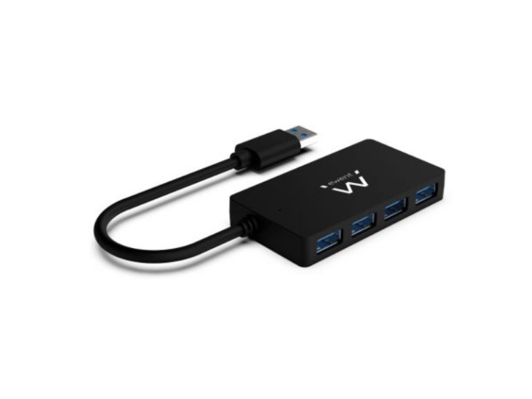 Hub USB Ewent EW1136 4 Portas USB 3.1 Gen1 (USB 3.0) Preto