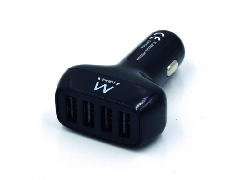 Carregador Isqueiro Ewent USB de 4 Portas 9.6A 48W Preto