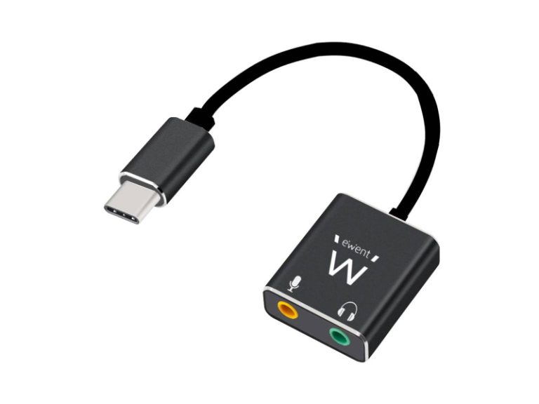 Adaptador Áudio Ewent EC1645 USB Type C para 2xJack 3.5mm Fêmea