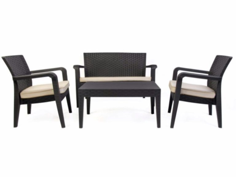 Conjunto Mesa + 1 Sofá + 2 Cadeiras Alaska Antracite