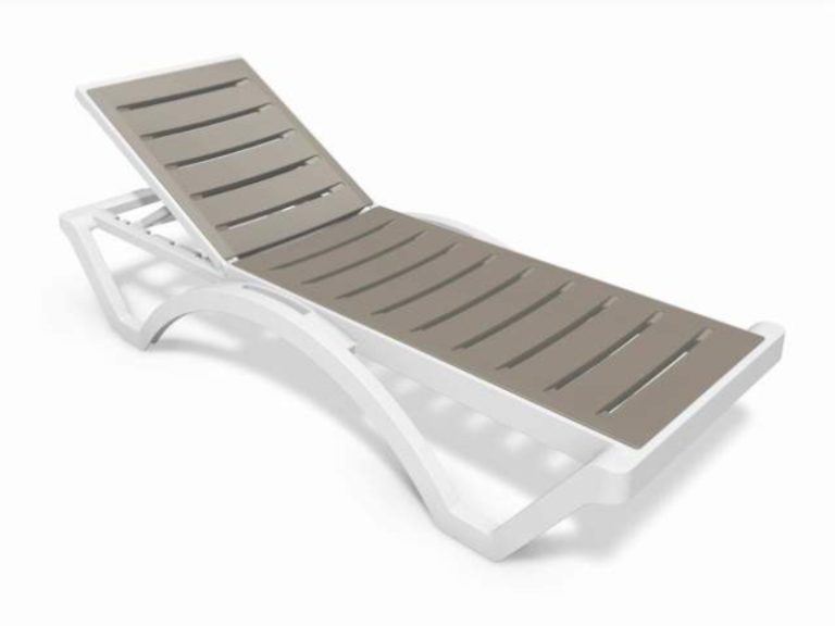 Espreguiçadeira de Plástico Tumbona Branca/Cast 190X72X37cm
