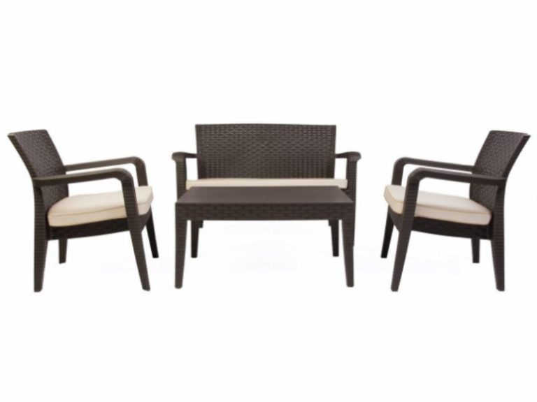 Conjunto Mesa + 1 Sofá + 2 Cadeiras Alaska Castanho