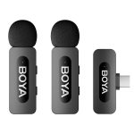 Microfone de Lapela BOYA BY-V20 (2 TX + 1 RX) Ultracompact 2.4GHz Wireless USB-C Preto