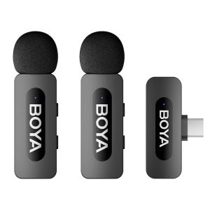 Microfone de Lapela BOYA BY-V20 (2 TX + 1 RX) Ultracompact 2.4GHz Wireless USB-C Preto