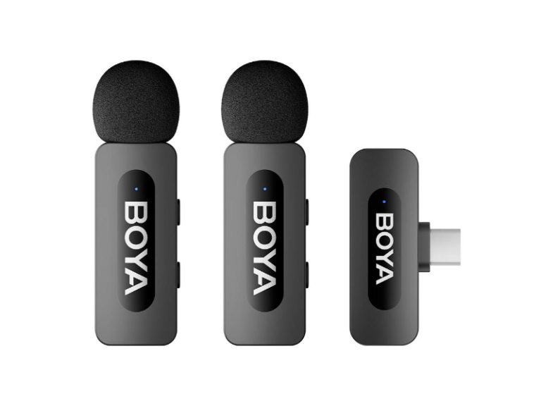 Microfone de Lapela BOYA BY-V20 (2 TX + 1 RX) Ultracompact 2.4GHz Wireless USB-C Preto