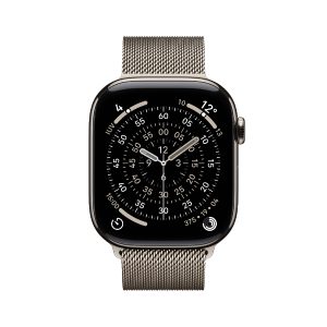 Apple Watch Series 11 GPS + Cellular 42mm Titânio Natural c/ Bracelete Loop Milanesa Aço Inoxidável Natural