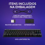 Teclado Mecânico Logitech G515 Lightspeed TKL RGB WirelessBluetooth US Preto