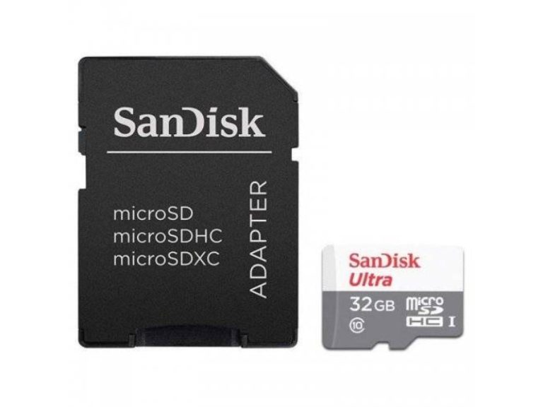 Cartão de Memória microSDHC SanDisk Ultra 32GB (100MB/s) UHS-I + Adaptador SD