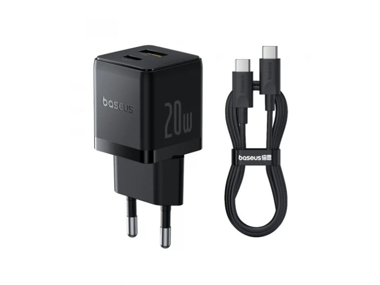 Carregador Baseus Palm Fast Charger C+U 20W Eu Cluster Preto
