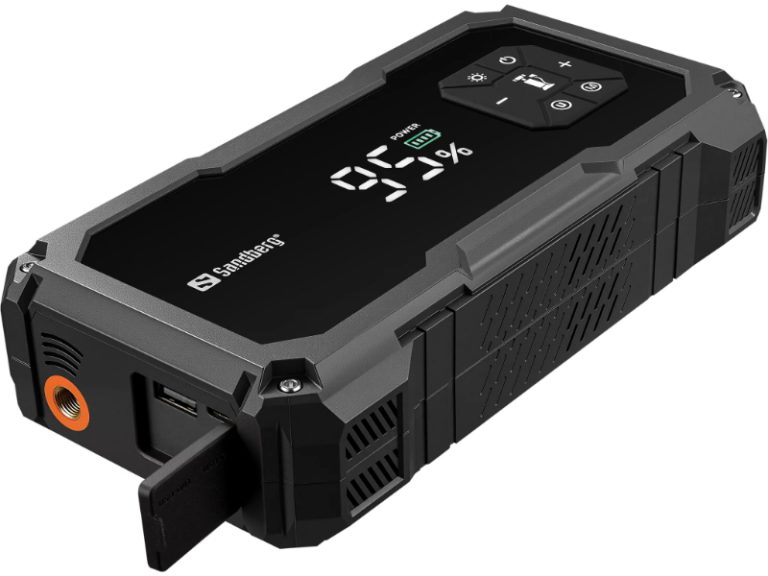 Jumpstarter e Powerbank Sandberg TirePump 10000 – Carregador de Bateria 12V, Compressor de Ar Portátil e Lanterna LED