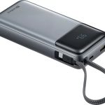 2---powerbank 20000mah 74wh polimero litio cabo usb-c integrado 67w porto usb-c 67w usb-a 225w ecra pass-through 403g aprovado aviao