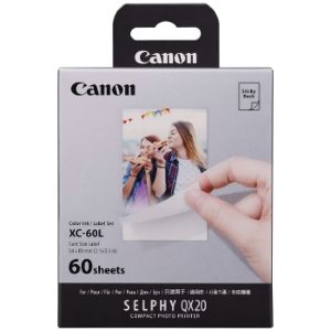 Conjunto de Tinteiro e Papel Canon XC-60L 54x85mm para SELPHY QX20 – 60 Impressões