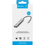 Caixa-Dock USB-C Sandberg HDMI+3xUSB+PD 100W