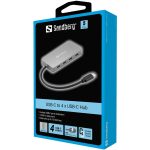 Hub USB-C com 4 Portas USB-C Sandberg