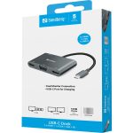 Caixa1--Dock USB-C Sandberg 2xHDMI+VGA+USB+PD 100W