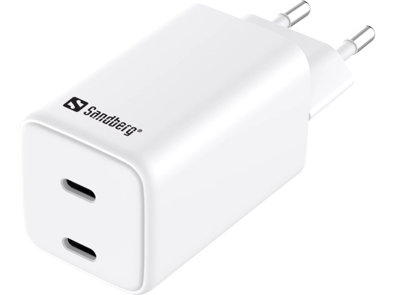 Carregador AC Duplo USB-C PD 65W Sandberg