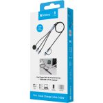Cabo de carregador de viagem Sandberg 3 em 1 100W