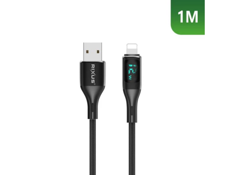 Cabo USB-A para Lightning RIXUS Trançado com Display LED 1 M