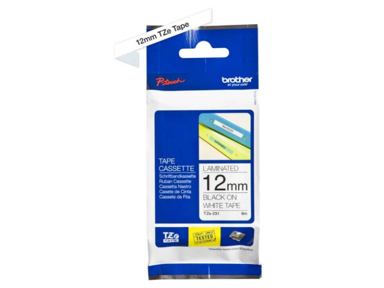 Fita Laminada para Rotuladora Brother TZe231 (12mm) 8m Branca