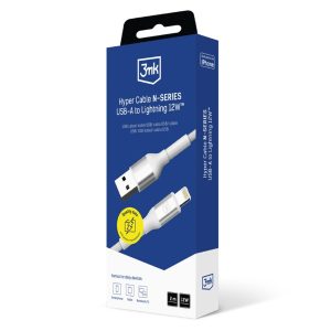 Cabo USB-A para Lightning 2m 3MK Hyper Cable N-Series 12W Branco