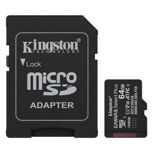 Cartão de Memória microSD Kingston Canvas Select Plus 64GB UHS-I A1 com Adaptador SD