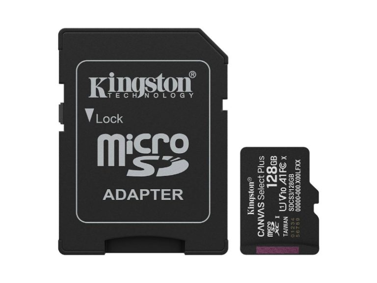 Cartão de Memória Kingston Canvas Select Plus microSD 128GB UHS-I A1 com Adaptador SD