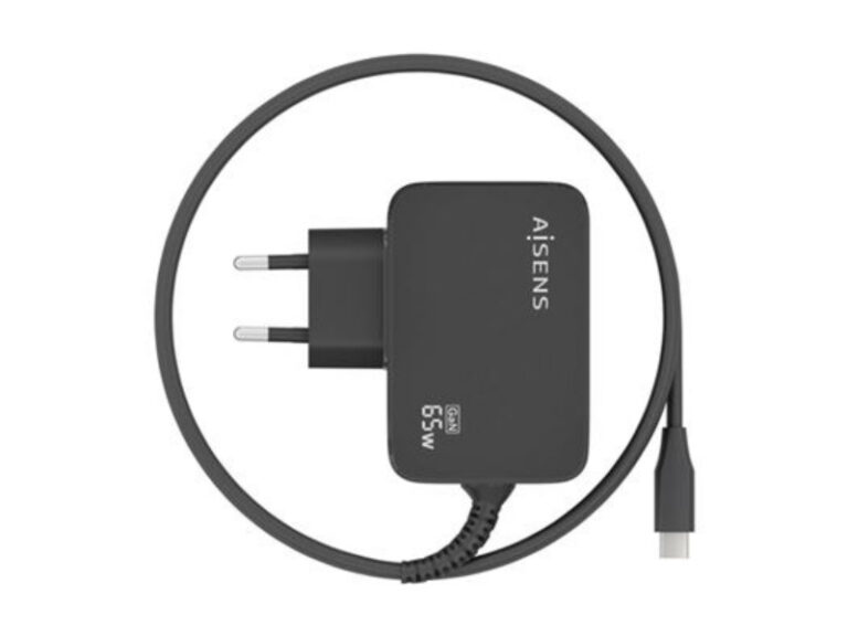Carregador USB-C 65W GaN Aisens com Cabo 1,8m PD3.0 Preto